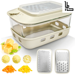 LUBANACHEN Multifunctional Vegetable Chopper & Onion Slicer with Glass Storage Box – Includes Optional Blades for Effortless Food Preparation