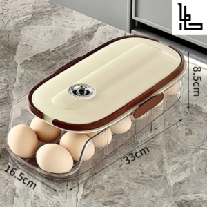 LUBANACHEN Refrigerator Egg Storage Box – Food-Grade PP Rolling Rack with Side Door for Easy Access and Organization