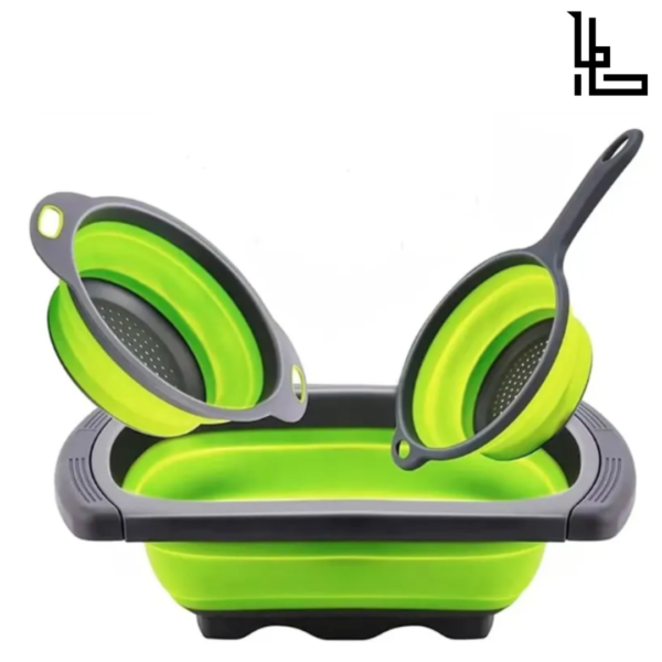 LUBANACHEN Foldable Water Baskets – Collapsible Round Silicone Plastic Basket Set for Kitchen Washing and Storage