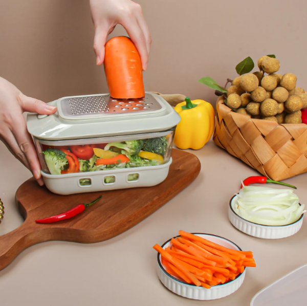 LUBANACHEN Multifunctional Vegetable Chopper & Onion Slicer with Glass Storage Box – Includes Optional Blades for Effortless Food Preparation - Image 2