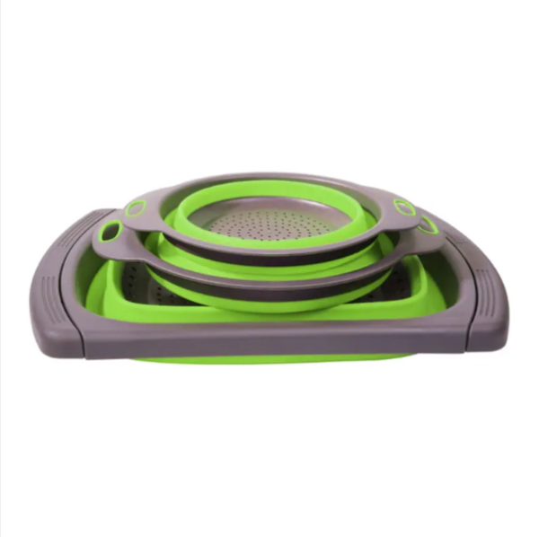 LUBANACHEN Foldable Water Baskets – Collapsible Round Silicone Plastic Basket Set for Kitchen Washing and Storage - Image 3