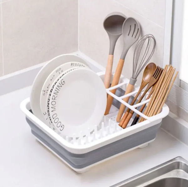 LUBANACHEN Foldable Dish Rack & Water Drainage Basket - Versatile Collapsible Storage for Kitchen, Dish Drying, & Vegetable Washing - Image 2