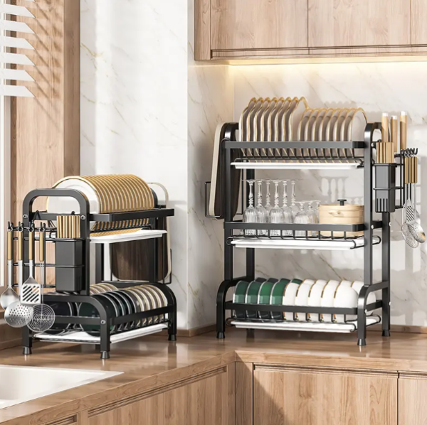 LUBANACHEN Multifunctional Kitchen Storage Rack – Bowl & Dish Holder, Countertop Drain Rack, Chopstick Organizer, and Cabinet Storage Solution - Image 2