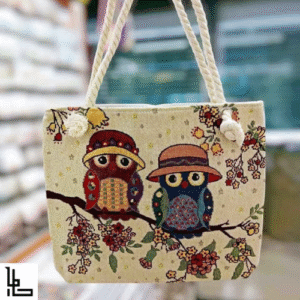 LUBANACHEN Retro Vibes Jute & Wasted Denim Tote Bag