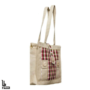 LUBANACHEN Jute Shopping/Tote Bag, Natural & Red, (19″x15″x12"), 1 Pcs
