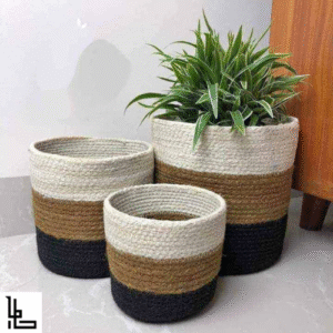 LUBANACHEN jute Rope Plant Basket Modern Woven Basket for 8" Flower Pot Floor Indoor Planters, 8” x 8”